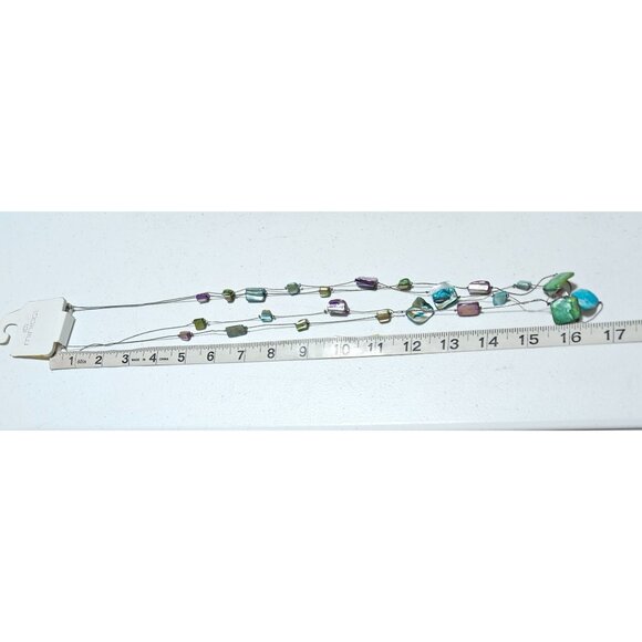 Minicci Multicolor Shell Metal Necklace Chunky Beads Mother of Pearl Jewelry - Picture 6 of 7